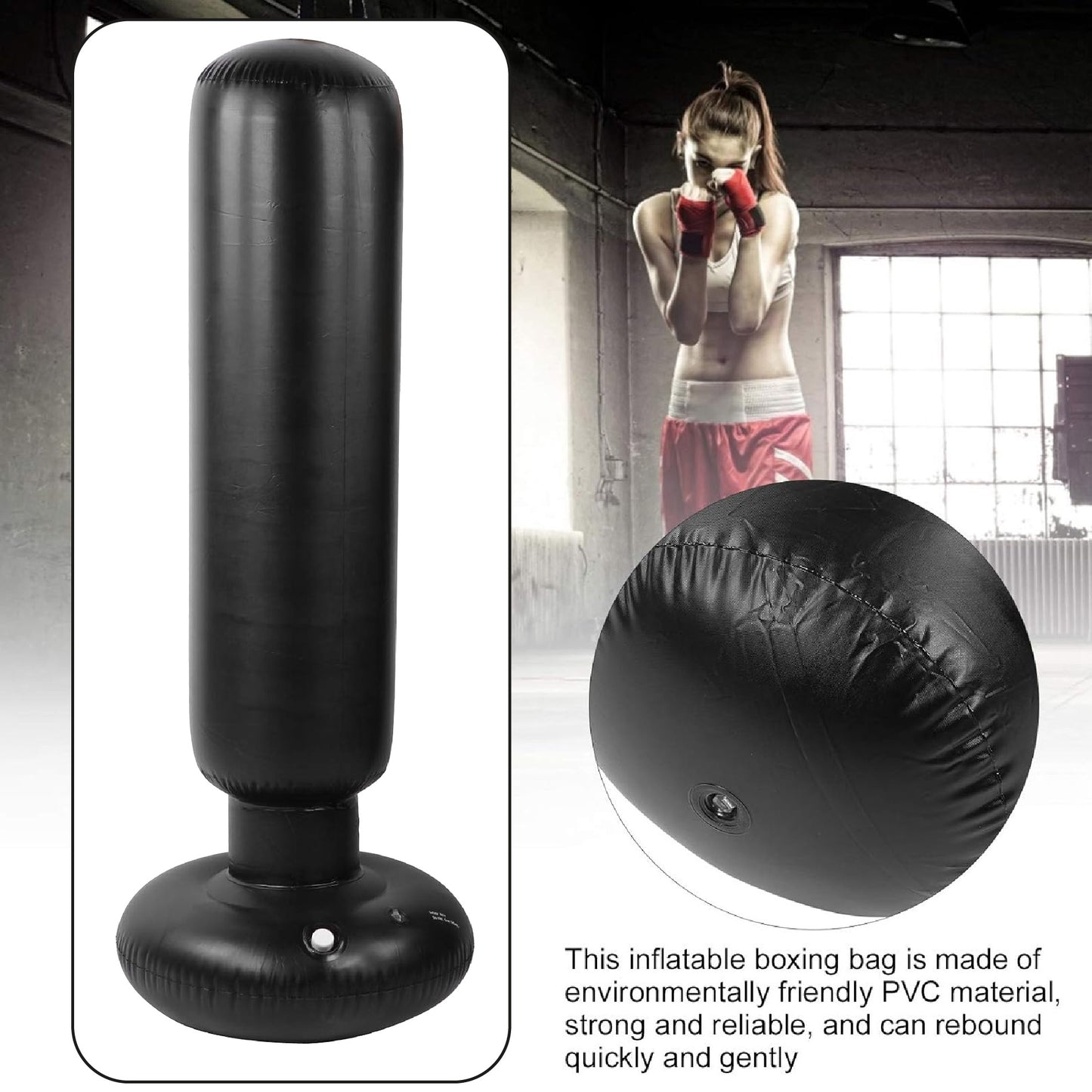 Saco Boxeo Inflable contra la ansiedad con Guantes