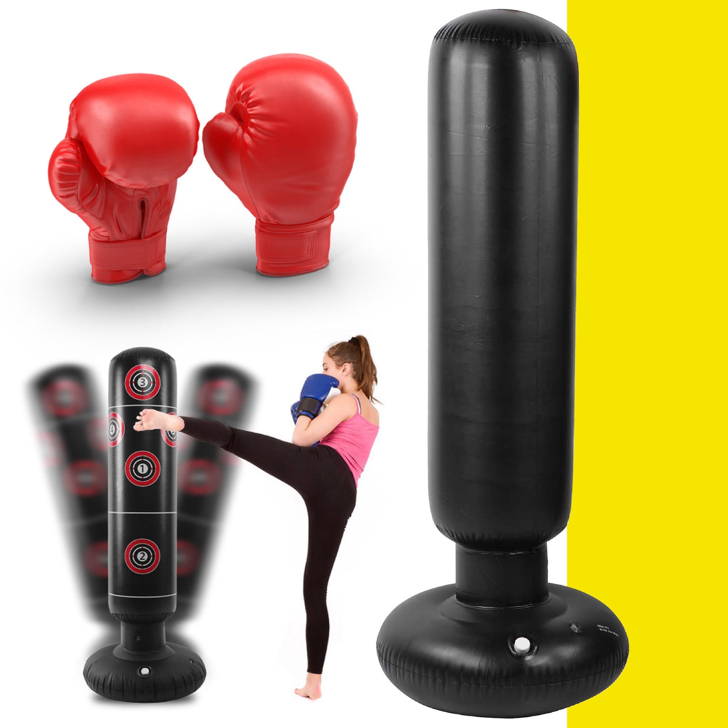 Saco Boxeo Inflable contra la ansiedad con Guantes